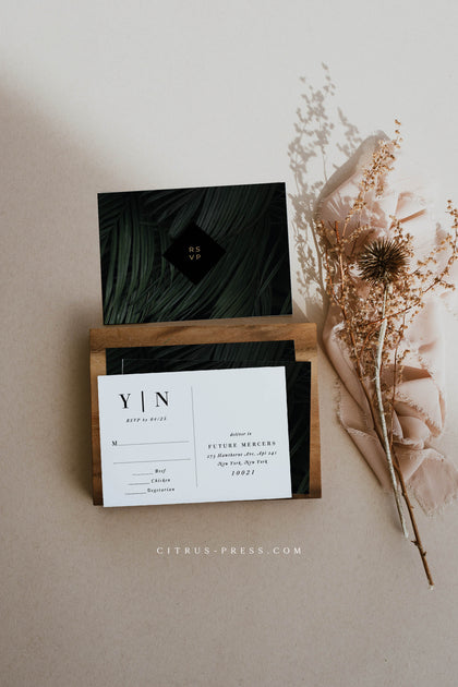 Wedding Invitations - The Ophelia Suite - Minimal Floral Monogram