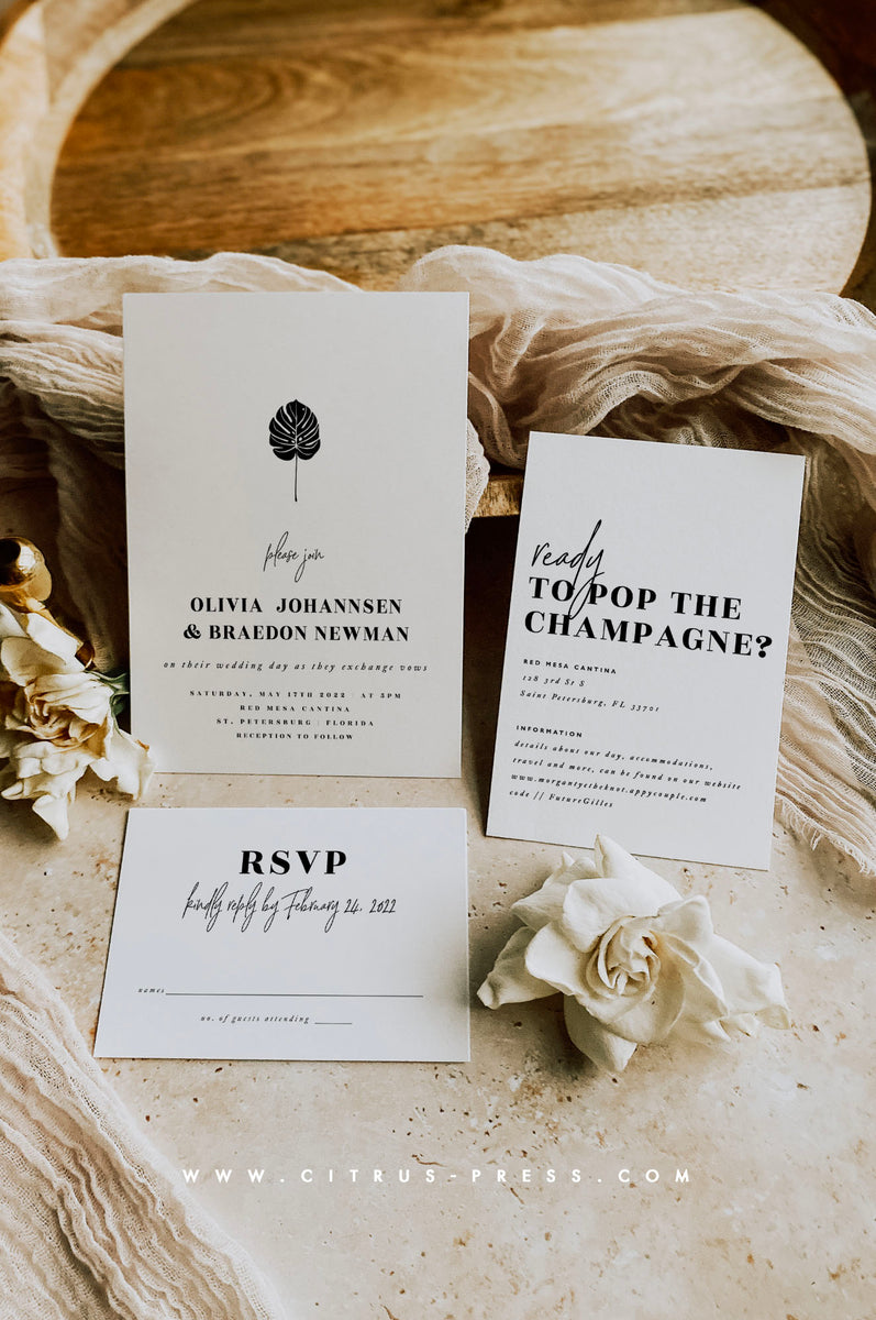 Modern Chic Black and White Wedding Invitation Suite — Wedding Invitations  + Stationery - Funky Olive Design