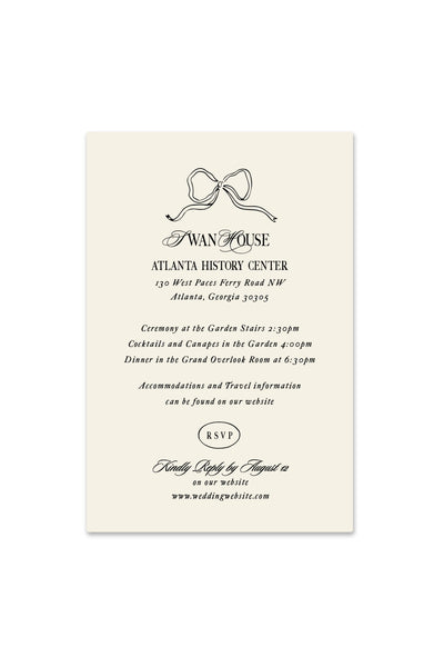 Hand Illustrated Bow Invitation RSVP card Enclosure Card Details Card for Wedding