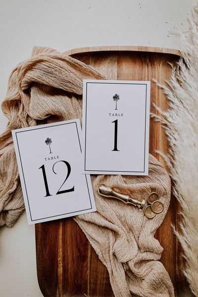 Minimal Tropical Wedding Reception Table Numbers DIY Printable Tempate