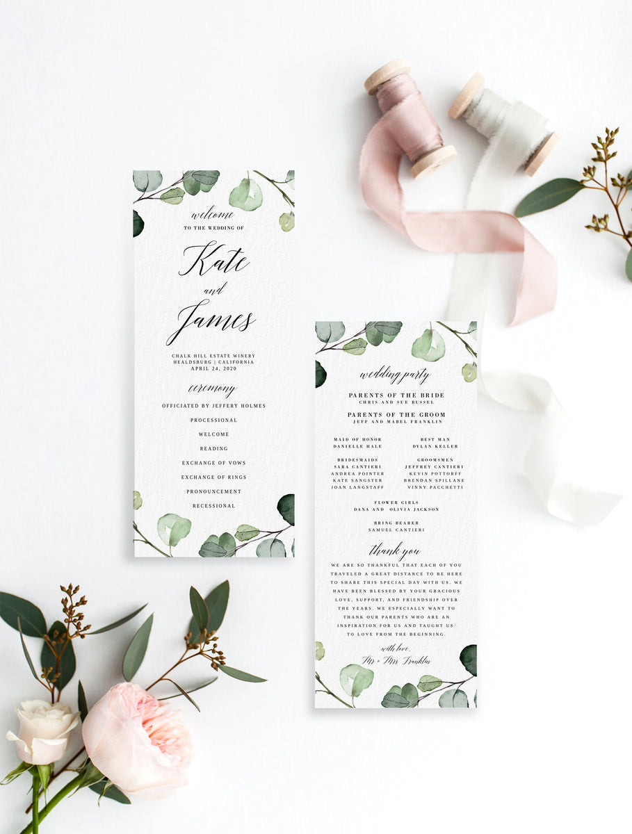 Wedding Program | Eucalyptus | DIY Printable Template – Citrus Press