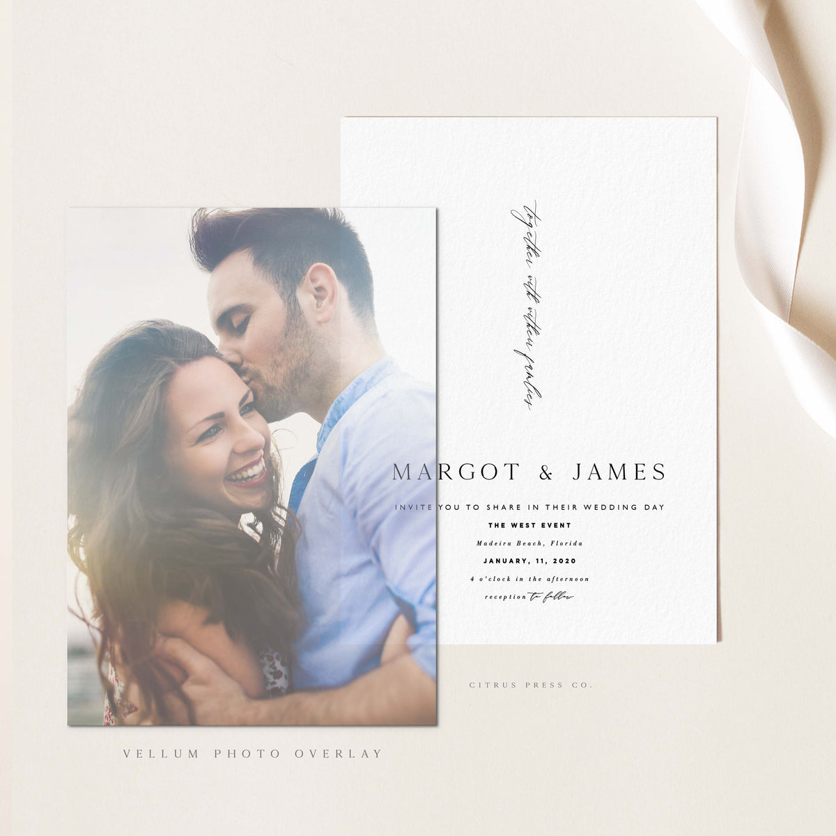 Vellum Wedding Invitation Overlay – Citrus Press